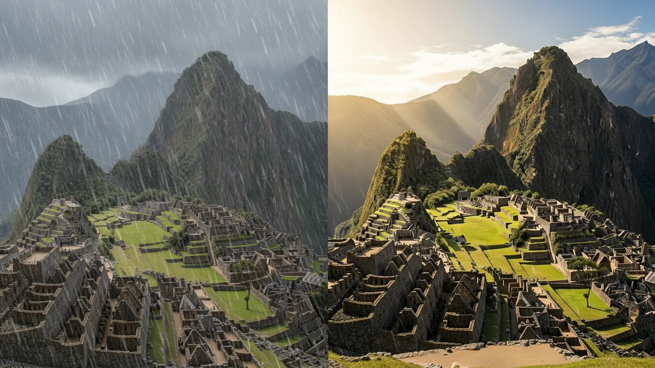 Dry season and rainy season in Machu Picchu