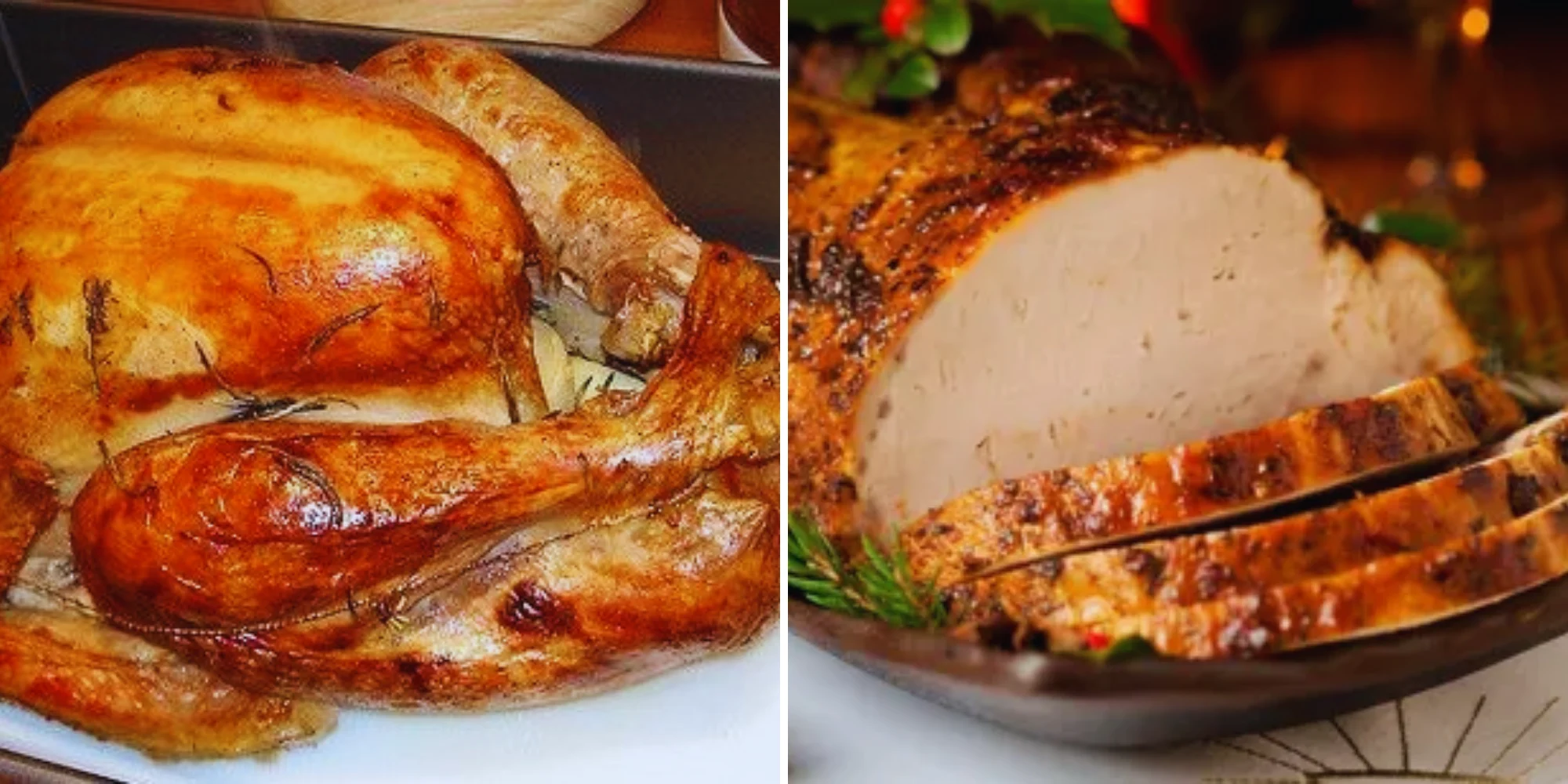 Lechon y Pavo en la mesa navideña