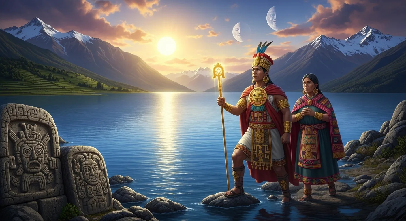 Manco Capac and Mama Ocllo giving birth to the Incas