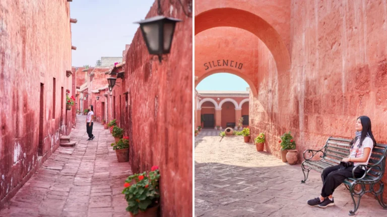 Viajera solitaria visitando el Monasterio de Santa Catalina en Arequipa.