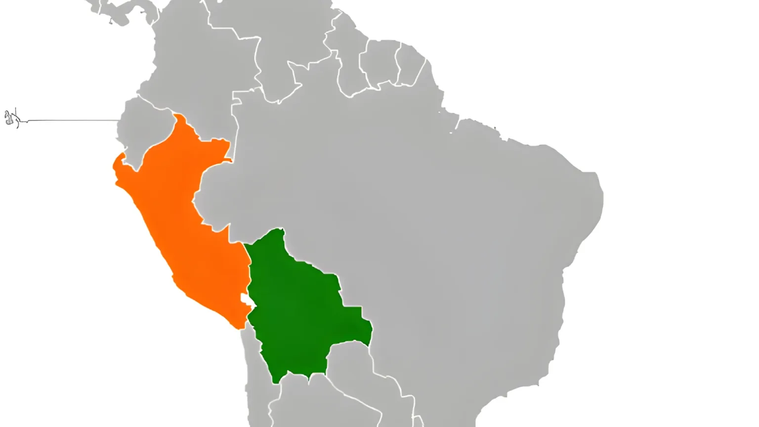 Ubicación de Perú y Bolivia en la región andina de América del Sur