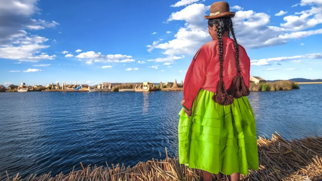 Uros people on the islands of Titicaca Lake