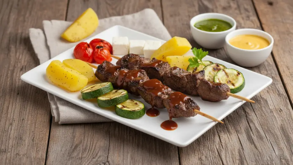 Presentation of Peru’s signature dish, anticucho