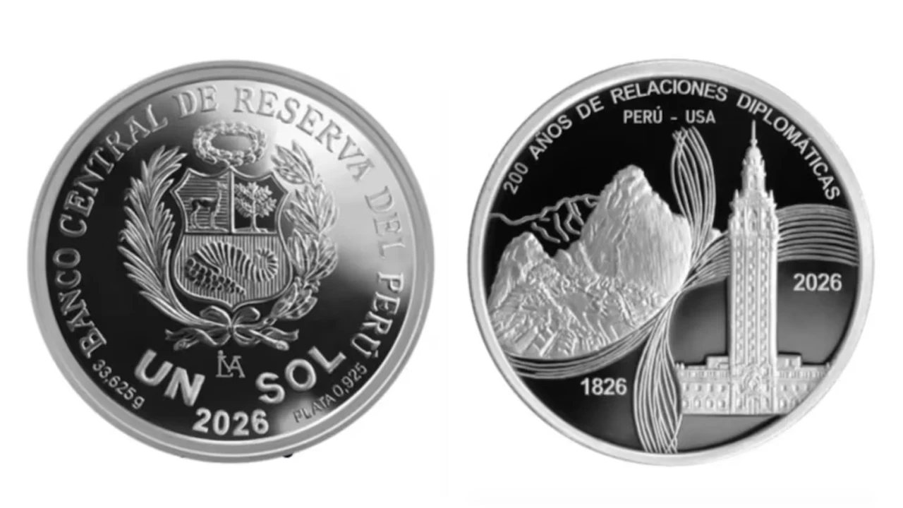 Moneda de 1 sol del BCRP por los 200 años de relaciones entre Perú y Estados Unidos