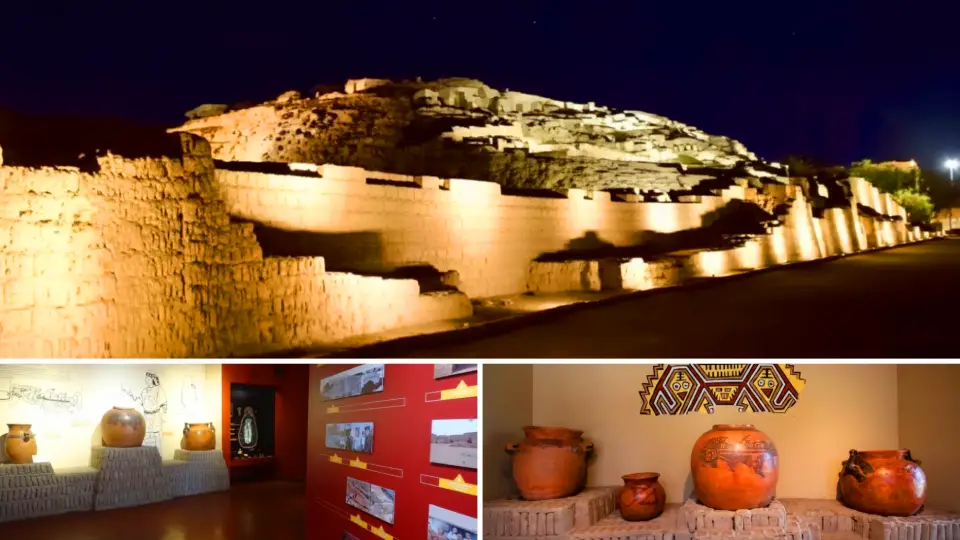 Huaca Pucllana in Lima, illuminated at night
