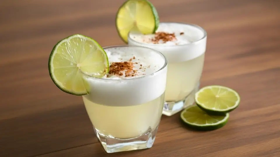 Freshly prepared pisco sour ready to be served