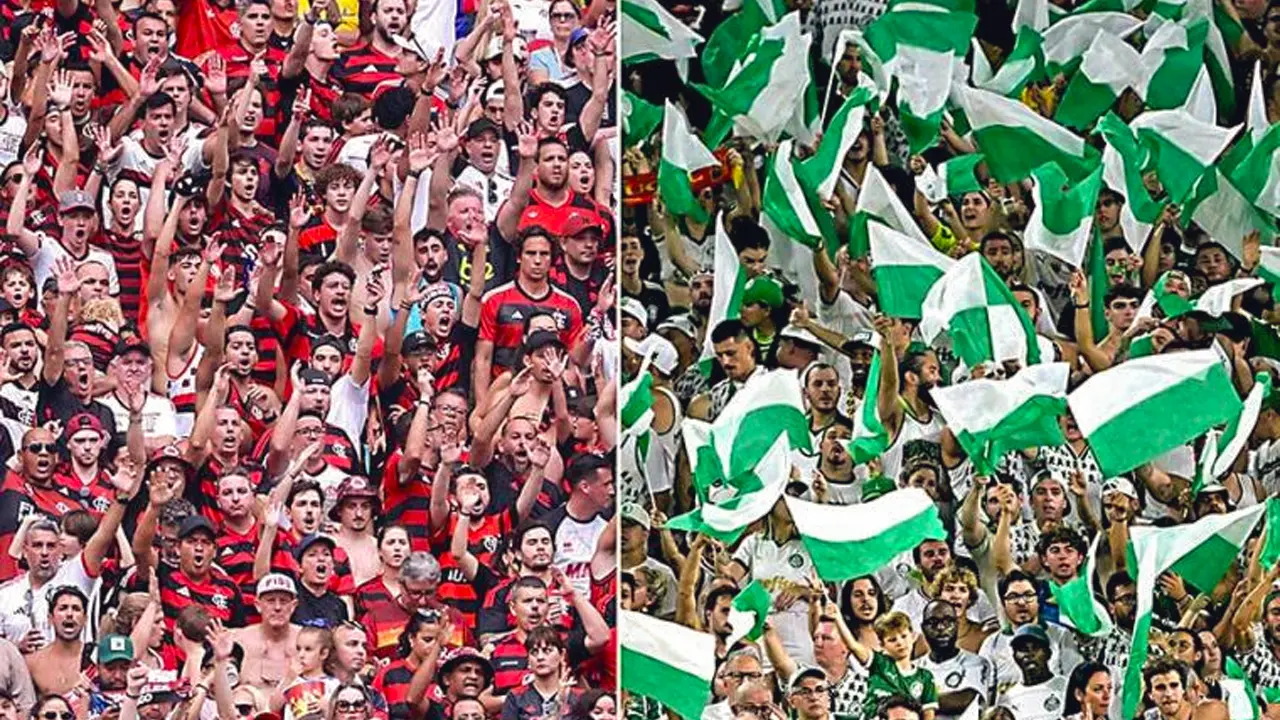 Brazilian fans arriving in Lima for the Copa Libertadores final.