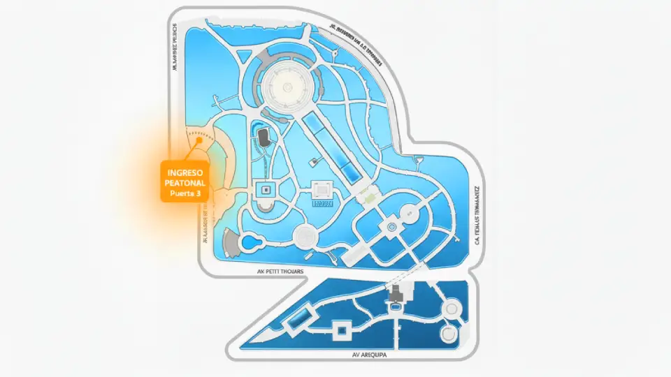 Mapa de ingreso peatonal al parque mágico del agua en Lima