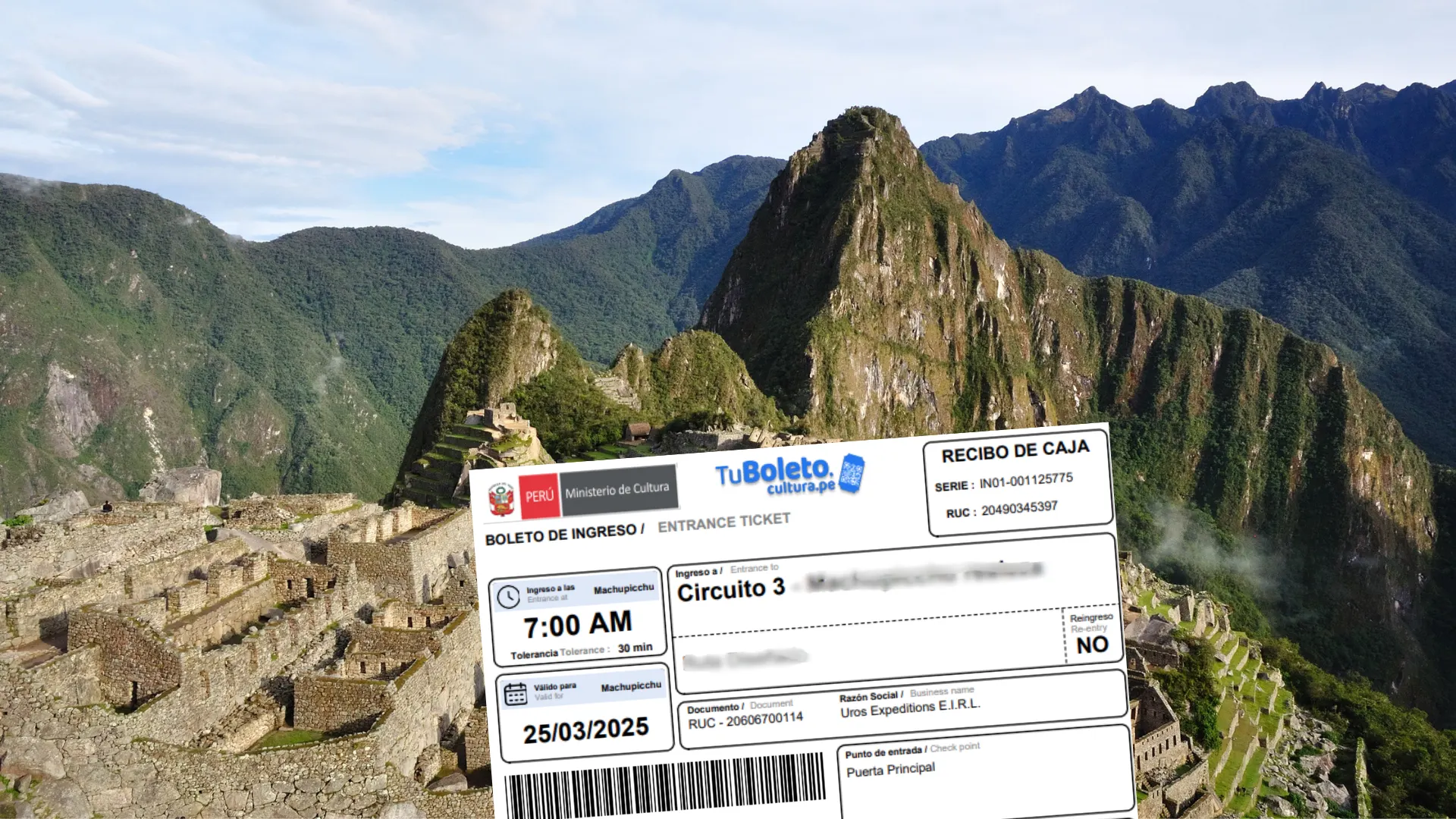 entrance ticket to waynapicchu
