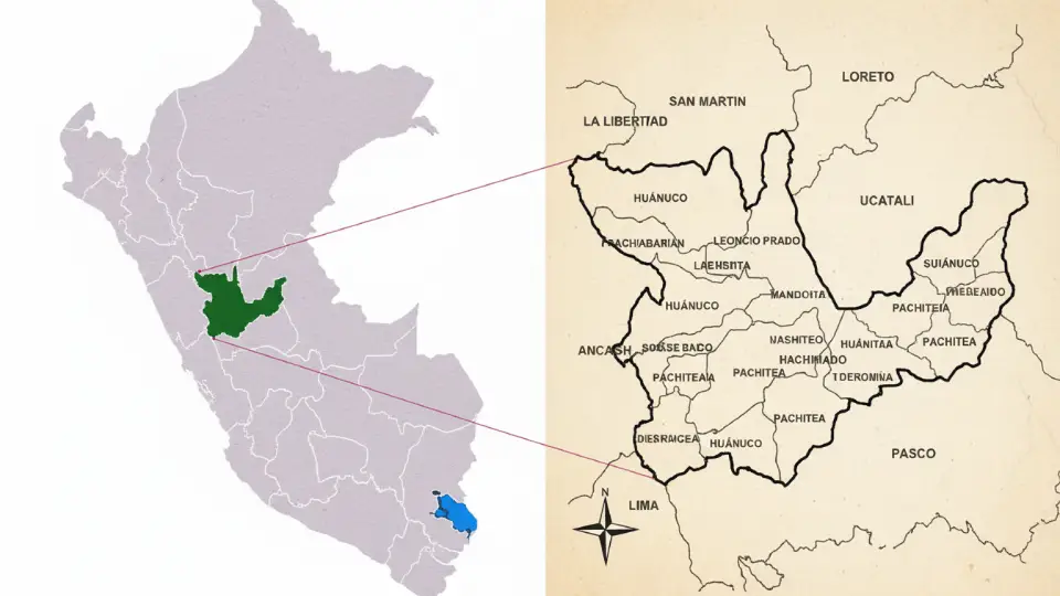 Ubicación política de Huánuco en el mapa de Perú