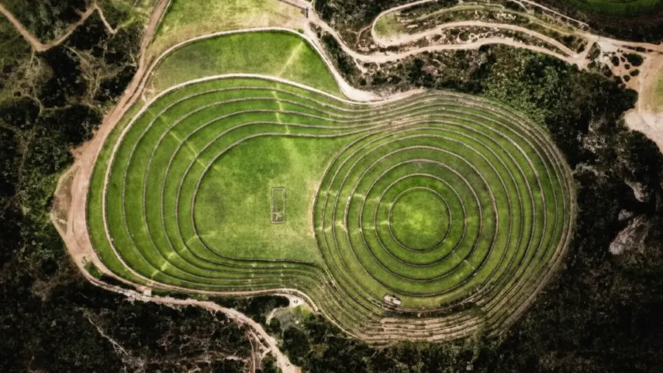 Aerial view of the circular terraces of Moray