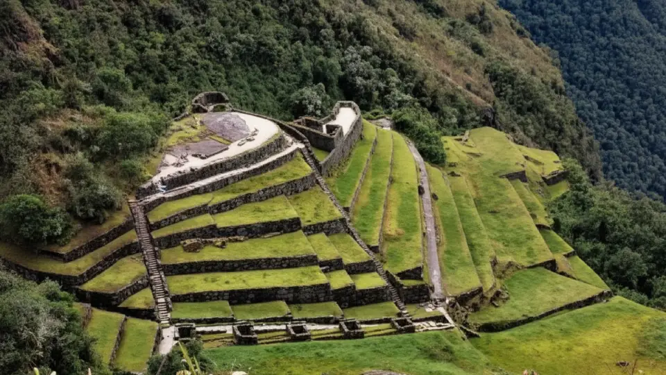Archaeological center of Phuyupatamarca seen during the Inca Trail to Machu Picchu