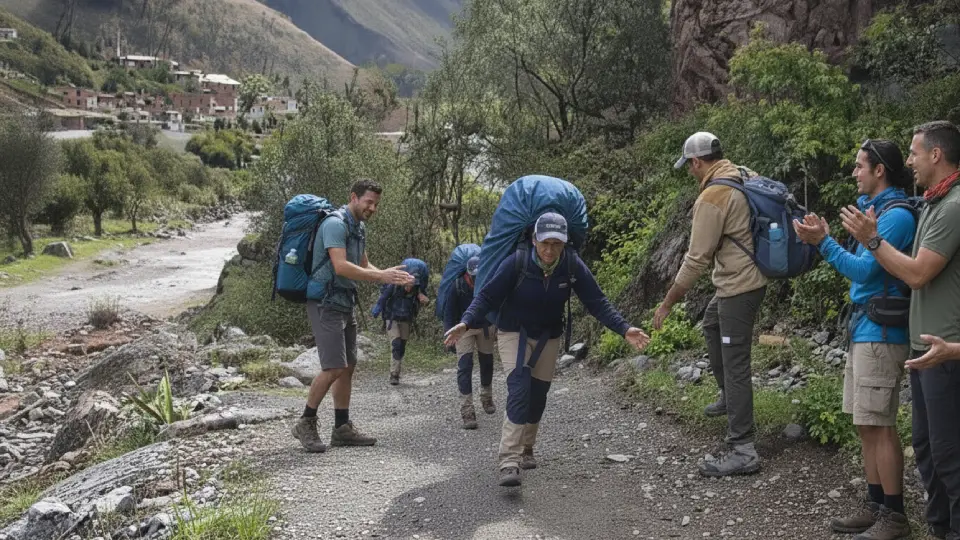 The heroes of the Inca Trail, local porters who accompany us during the Inca Trail.