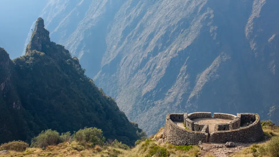 Archaeological site of Runkurakay on the Inca Trail to Machu Picchu