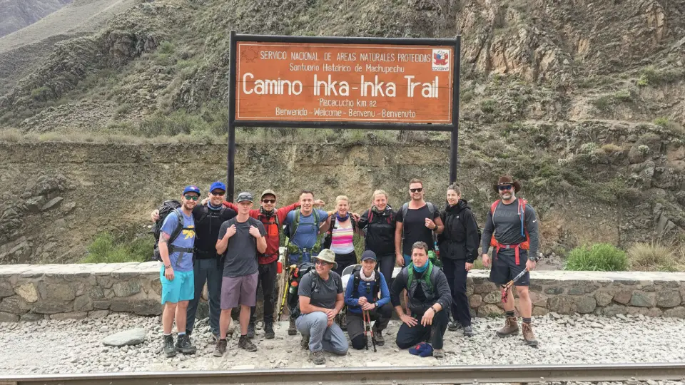 Starting point of the Inca Trail from KM 82 to Machu Picchu.