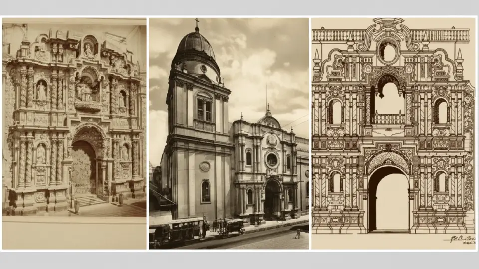 Architecture of La Merced Church in Lima, capital of Peru