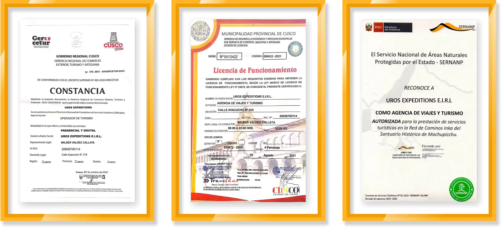 Certificados Uros Expeditions