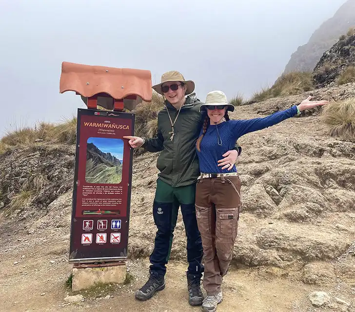 Warmiwañusca Pass on the Luxury Inca Trail to Machu Picchu, the highest point with stunning views