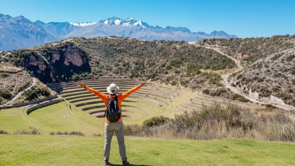 International traveler excited to visit the Inca laboratory in the Sacred Valley