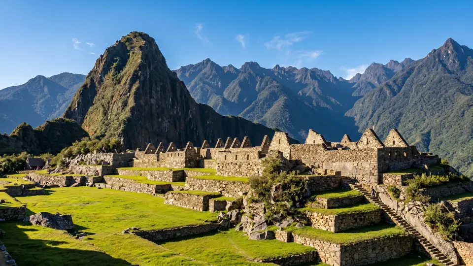 Inca city of Machu Picchu during the rainy season