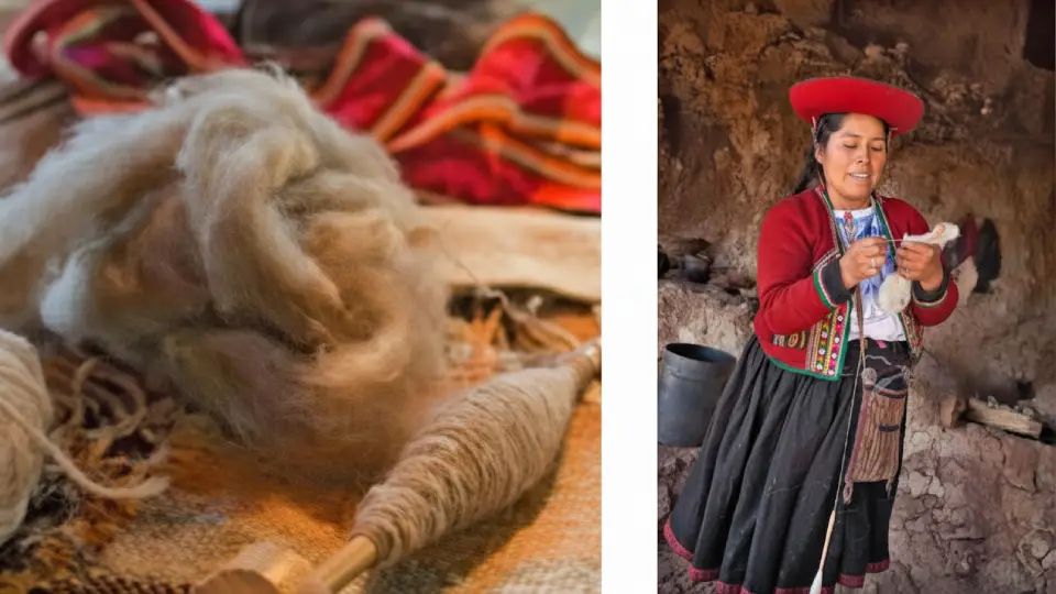 Hand spinning at Chinchero textile centers