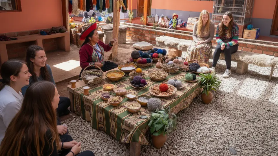 Explanation during the visit to the Chinchero textile center