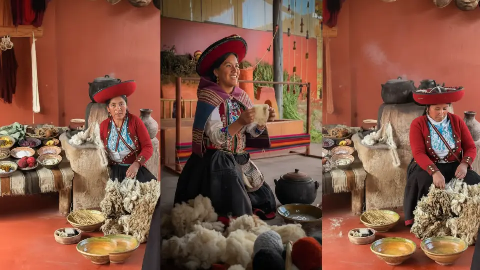 Esquila y selección de la fibra en los centros de textiles de Chinchero