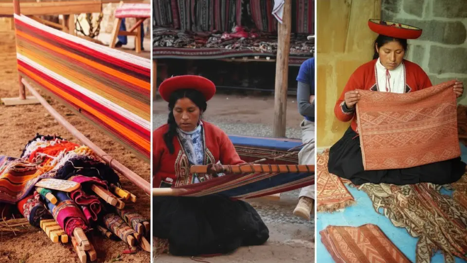 Setting up and weaving textiles on a backstrap loom in Chinchero