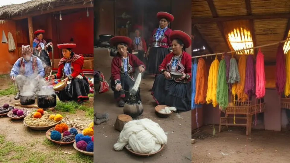 Teñido de fibras de alpaca y oveja en los centros textiles de Chinchero