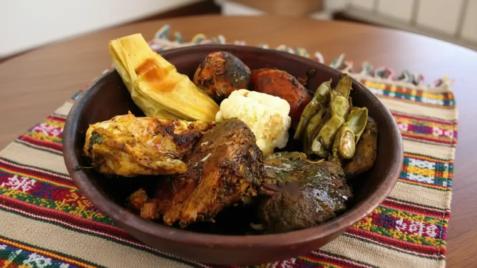 Traditional Pachamanca dish in Huánuco, Peru