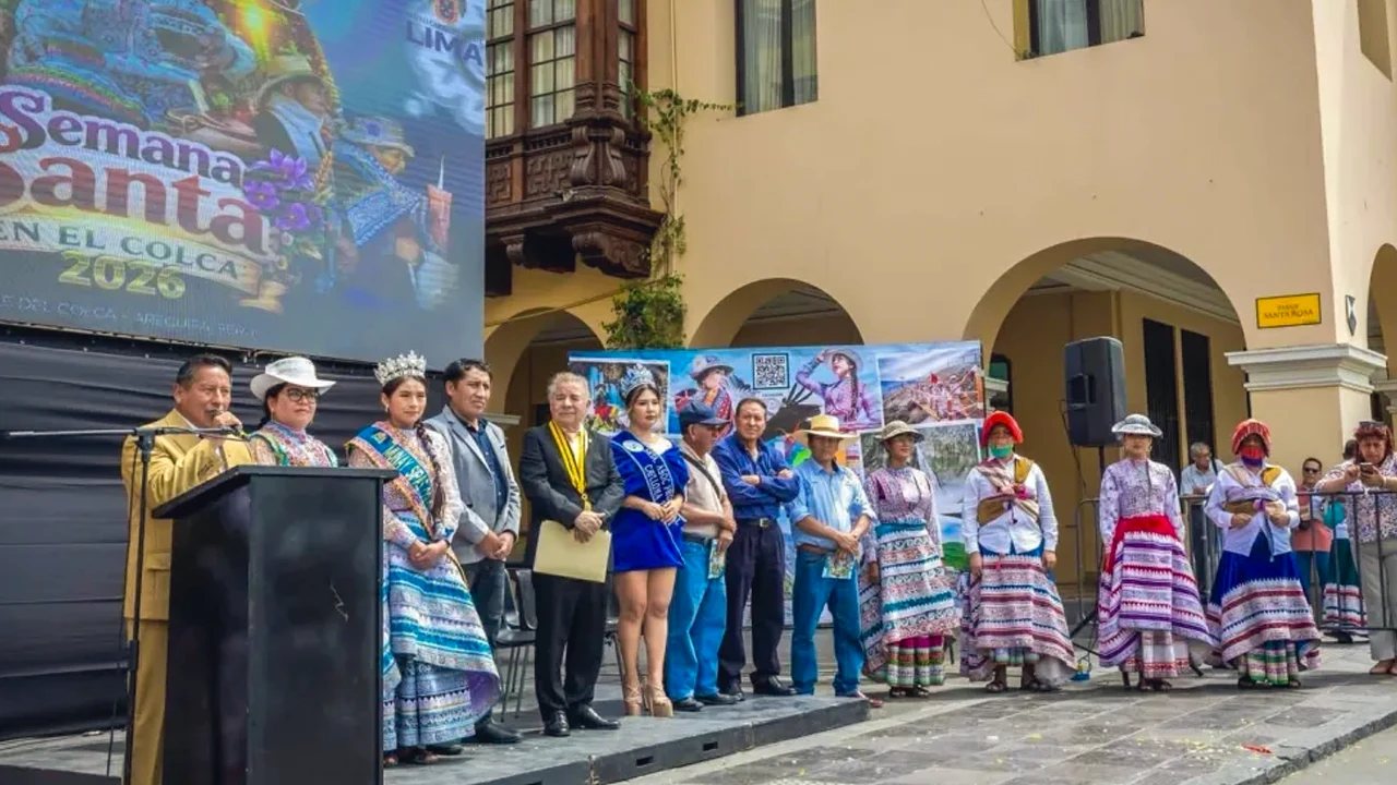 Holy Week celebration in Colca Valley with traditional dances and the Andean condor presence