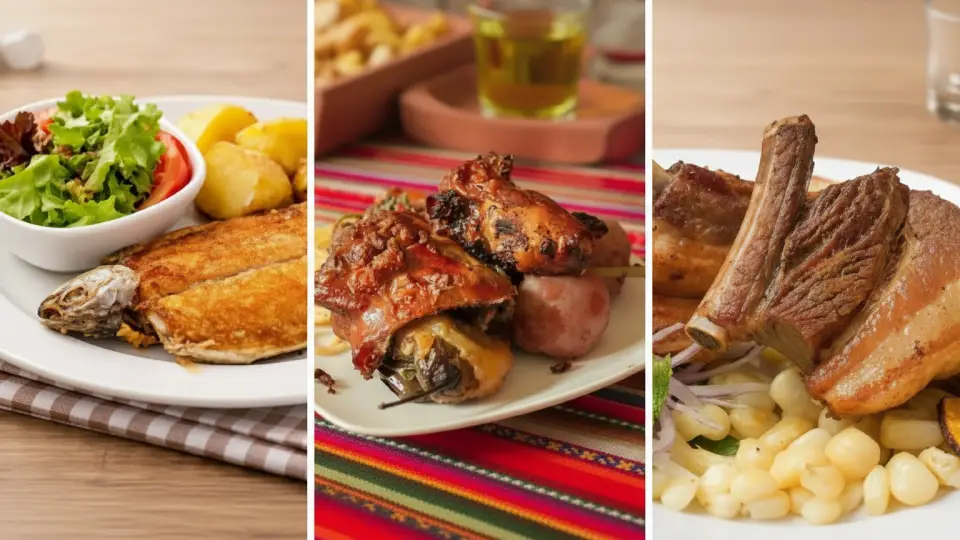Paltos recomendados de trucha frita, cuy al horno y chicharon de chancho en el valle sagrado