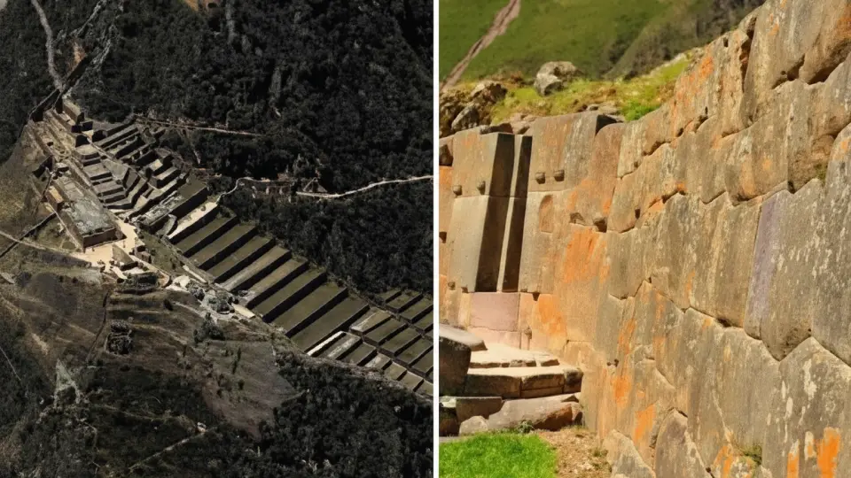 Vista del centro arqueologico de Ollantaytambo en el Valle Sagrado de los Incas