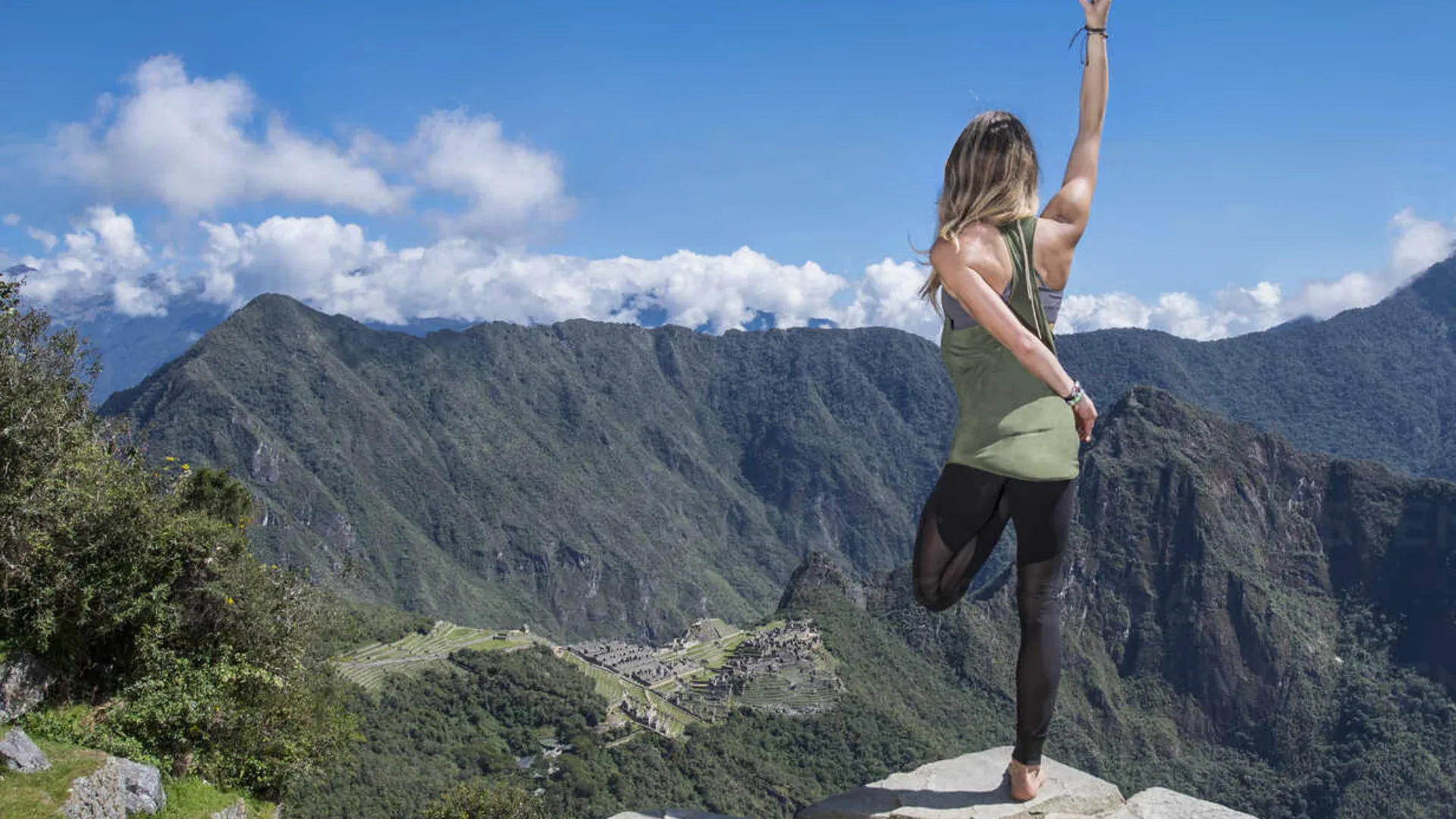 woman practicing yoga on the Inca Trail